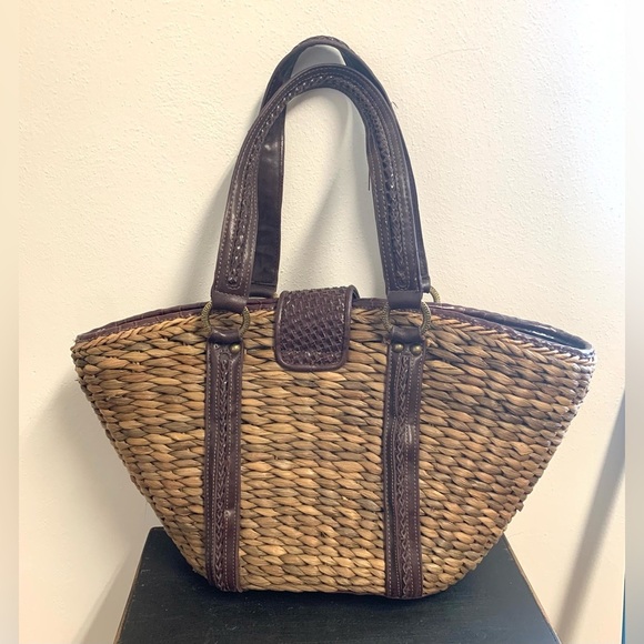 Coldwater Creek Brown and Dark Brown Woven Tote - Picture 2 of 9